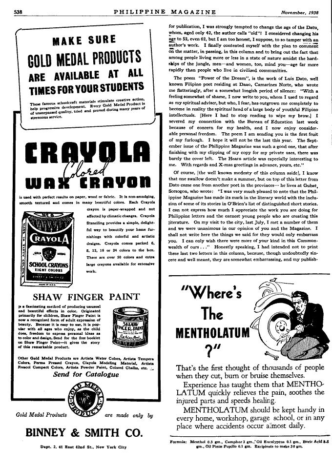 The Philippine Magazine November 1938 pp 538