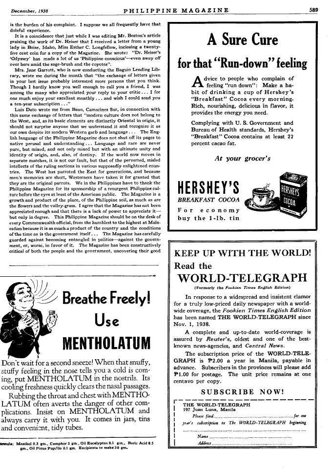 The Philippine Magazine December 1938 pp 589