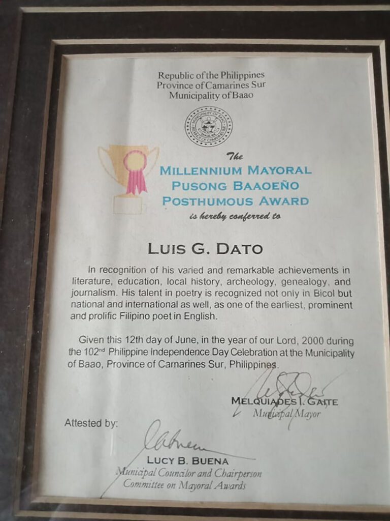baao 1 Awards and Recognition Luis G. Dato
